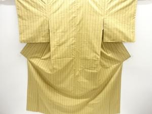 縞織り出し手織り紬着物